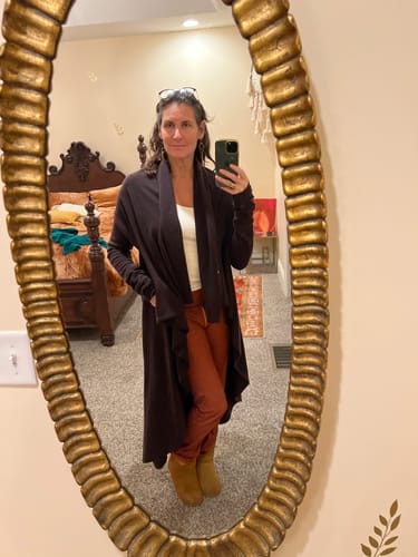 Martha L. review of CASHMERE WATERFALL JACKET BROWN image 1 out of 1