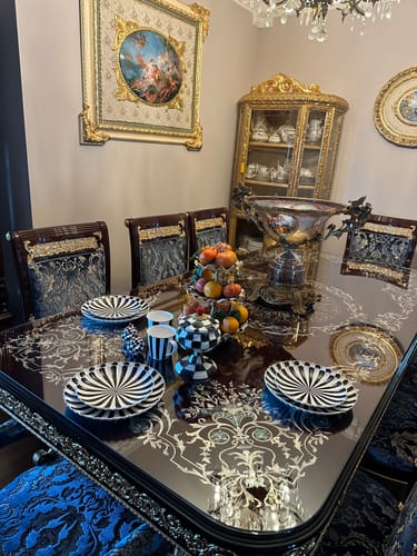 Customer photo review of Black and White Stripe Scallop Fine Porcelain Dessert/Dinner Plate