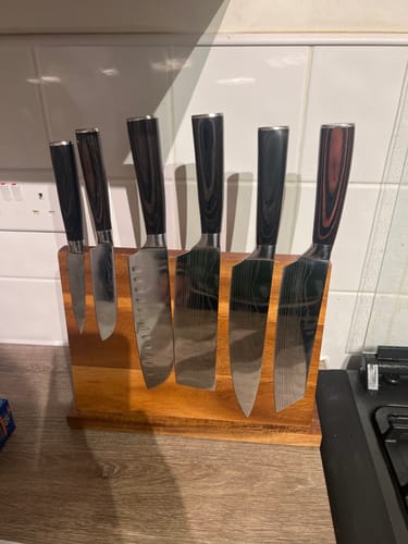Customer photo review of Magnetic Acacia Wood Knife Holder