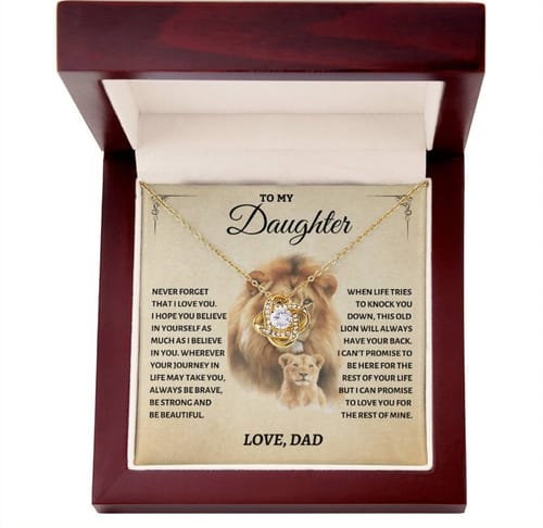 Customer photo review of Daughter Gift- Believe In Yourself- Love Knot Necklace