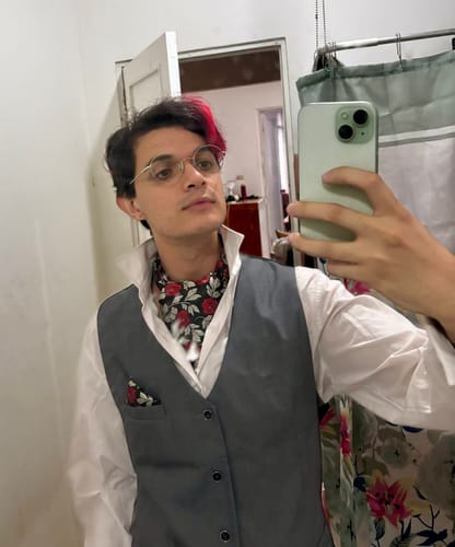 Customer photo review of Black Red Floral Silk Ascot Handkerchief Cufflinks