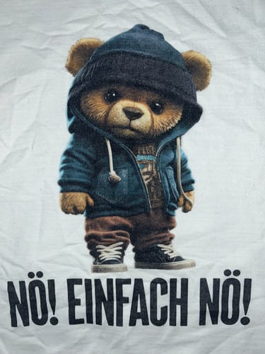 Customer photo review of NÖ! EINFACH NÖ! TEDDY Rückendruck Unisex Hoodie