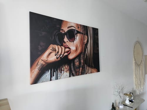 Customer photo review of Leinwandbild Modern art Tattoo Girl Querformat