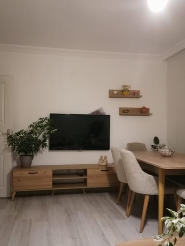 Customer photo review of Rani A5 Duvar Raflı Kitaplıklı Tv Ünitesi Modern Ayaklı Tv Sehpası Sepet Ceviz M48