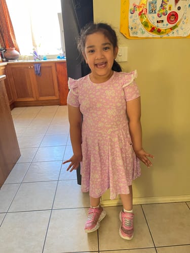Customer photo review of AUDREY TWIRLY SHORT SLEEVE DRESS