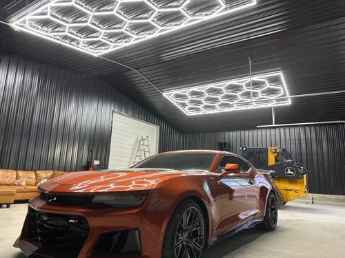 Customer photo review of Hexagon Garage Lights | 2 Grid Bundle