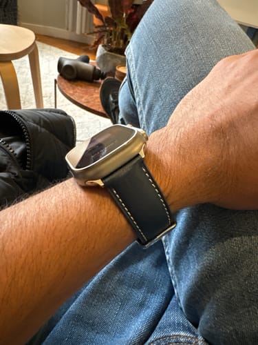 Customer photo review of Le Petit Prince x Bluebonnet Italian Leather Apple Watch Band - Midnight Blue