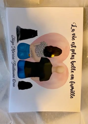 Customer photo review of Affiche Personnalisée - Couple & Animaux Chat Chien et Lapin