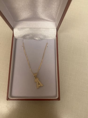 Customer photo review of *NEW* 14k ALL Initial Pendant W/ SOLID Cuban Chain (18”) JTJ™