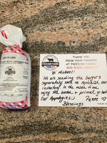 Customer photo review of PRIMAL GROUND BEEF (MIXED WITH ORGAN MEAT- LIMITED AVAILABILITY)