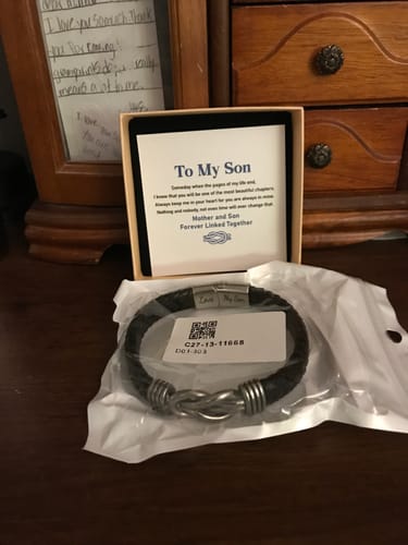 Customer photo review of Mother To Son - Forever Linked Together - Braided Leather Bracelet