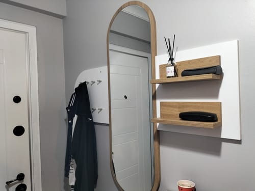 Customer photo review of Rani P3 Aynalı Duvar Askısı Boy Aynası Sepet Ceviz - Beyaz Vestiyer