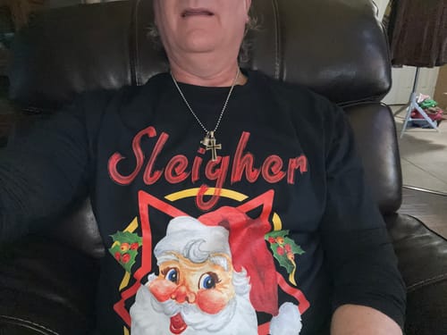 Customer photo review of Christmas Sleigher T-Shirt