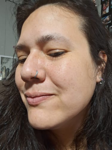 Customer photo review of Titanium Micro Gem Hinged Nose Hoop