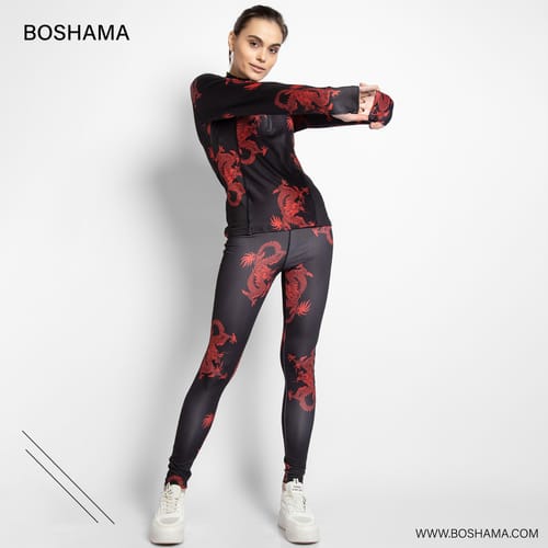 Customer photo review of patterned T-shirt and leggings tracksuit set