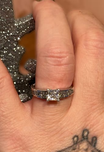 Customer photo review of Princess Cut Moissanite Channel Set Engagement Ring