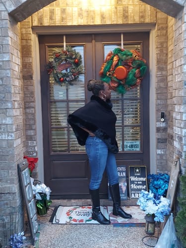 Customer photo review of Zeta Phi Beta Embroidered Letters Fur Shawl