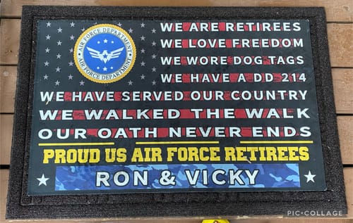 Customer photo review of Veteran door mat with your name - Pride