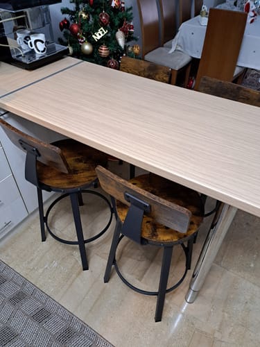 Customer photo review of Σκαμπό για Πάσο Κουζίνας σετ 2 Χαμηλό 62,5 εκ Ύψος Καθίσματος Πάγκου Κουζίνας βιομηχανικό σχέδιο vintage καφέ LB-C076B01