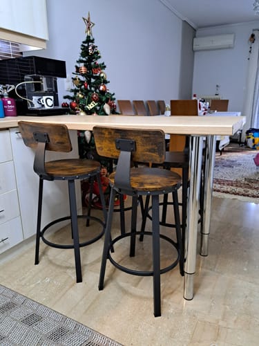 Customer photo review of Σκαμπό για Πάσο Κουζίνας σετ 2 Χαμηλό 62,5 εκ Ύψος Καθίσματος Πάγκου Κουζίνας βιομηχανικό σχέδιο vintage καφέ LB-C076B01
