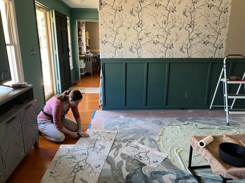 Customer photo review of Derora - Chinoiserie Trees, Birds & Flowers Peel & Stick Wallpaper