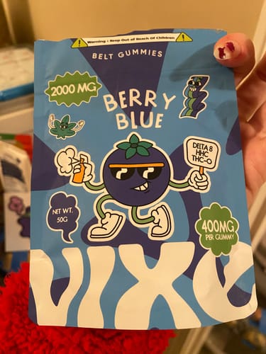 Customer photo review of Vixe Gummy Belts - Berry Blue