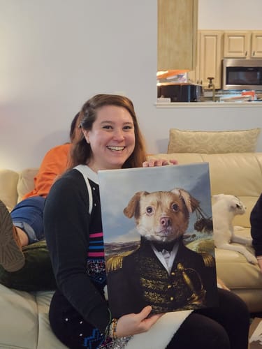 Customer photo review of The Commodore - Custom Pet Canvas