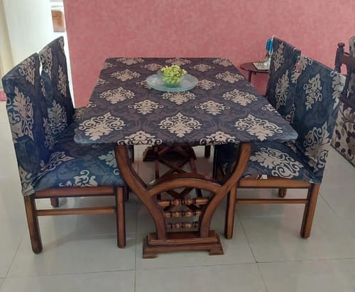 Customer photo review of Black & Beige Ethnic Elastic Chairs Table Covers