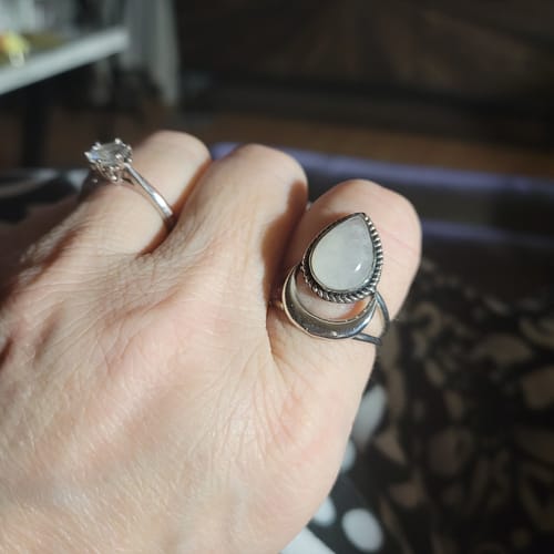 Customer photo review of Sterling Silver Crescent Moon Moonstone Ring