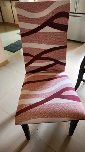 Customer photo review of Brown & White Striped - Magic Universal Chair Cover