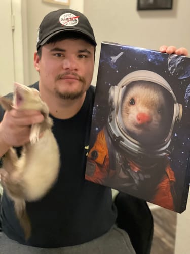 Customer photo review of The Spaceman – Custom Pet Canvas
