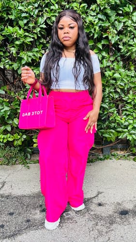 Customer photo review of Let's Talk About It Cargo Pants Pink