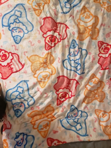 Customer photo review of Cute Lil Clowns Throw Blanket