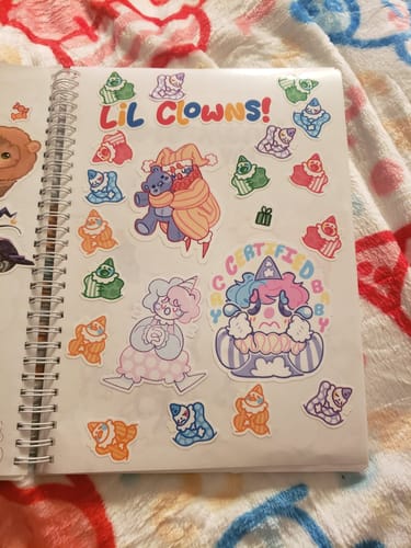 Customer photo review of Cute Lil Clowns Sticker Sheet