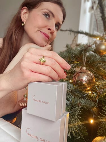 Customer photo review of Surf Moon Earrings with Peridot