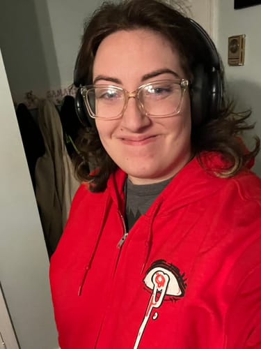 Customer photo review of Red Droopy Eye Girl Zip Up Jacket