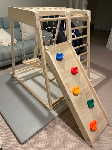 Customer photo review of Kids Indoor Climbing Frame Swing + Slide Set