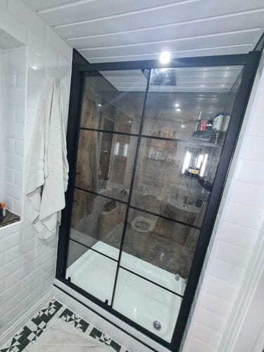 Customer photo review of Hudson Reed Apex Matt Black Sliding Shower Door - 1200mm