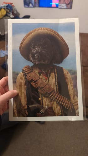 Customer photo review of The Outlaw - Custom Vintage Pet Portrait