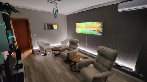 Customer photo review of Canvalight® Leuchtbild | Wald mit Sonnenstrahlen | Panorama