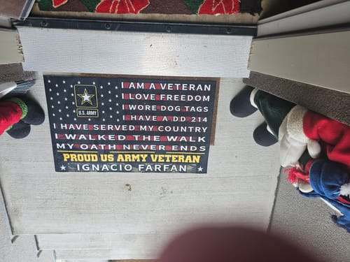 Customer photo review of Veteran door mat with your name - Pride