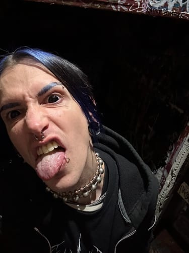 Customer photo review of All Black Mini Sclera Contacts