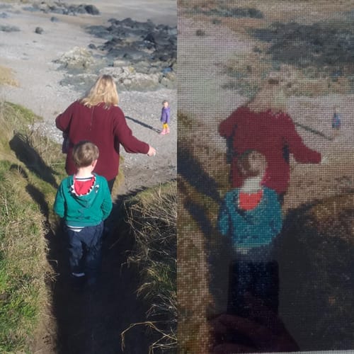 Customer photo review of Custom Cross Stitch Tapestry Kit | Just Upload Your Photo!