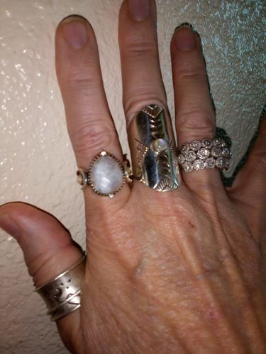 Customer photo review of Full Finger Moon Phase Ring with Moonstone Sterling Silver