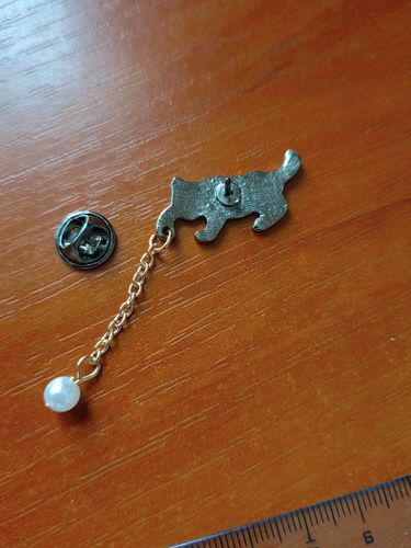Customer photo review of Pearl And Cat ! Funny Cat Jewelry Cat Pin With Pearl Tassel Cat Brooch Badge For Girl Gift