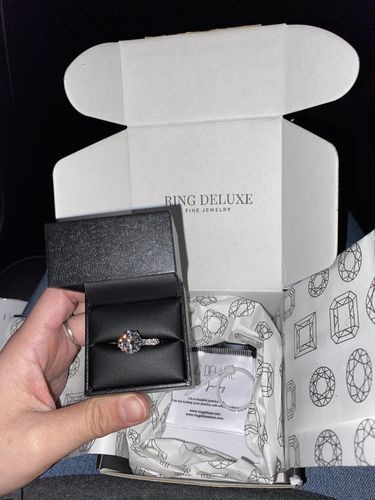 Customer photo review of PAIGE DOUBLE HIDDEN HALO MOISSANITE RING