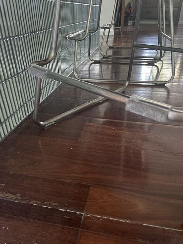 Customer photo review of Clear Felt Clip on Sled Chair Glides - Sleigh Chair Glides