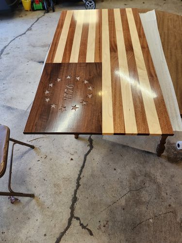 Customer photo review of Betsy Ross 1776 American Flag Metal Stencil (14 gauge steel)