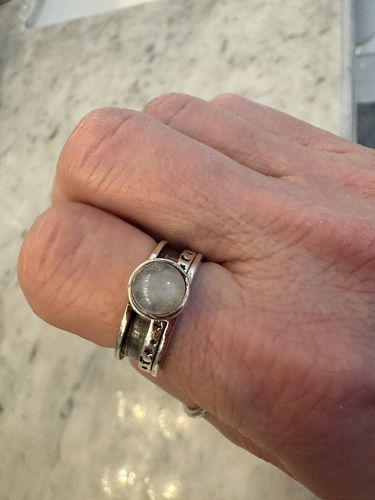 Customer photo review of Stars Moon and Moonstone Fidget Ring Sterling Silver