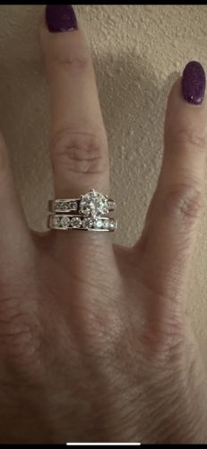 Customer photo review of Round Cut Moissanite Channel Set Engagement Ring